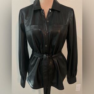 Paige Belize Vegan Leather Belted jacket